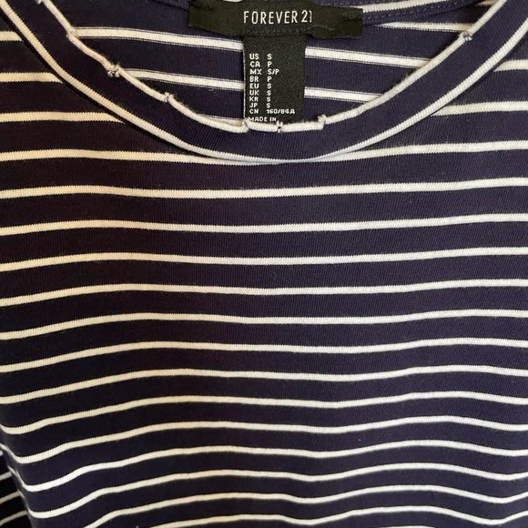 Forever 21 Striped Cropped Distressed T-Shirt - Picture 3 of 4